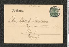 Nachlass Franz Steindachner, Postkarte von Karl W. Hiersemann an Franz Steindachner (15.07.1907), Inv.Nr. 221.02, Seite 1